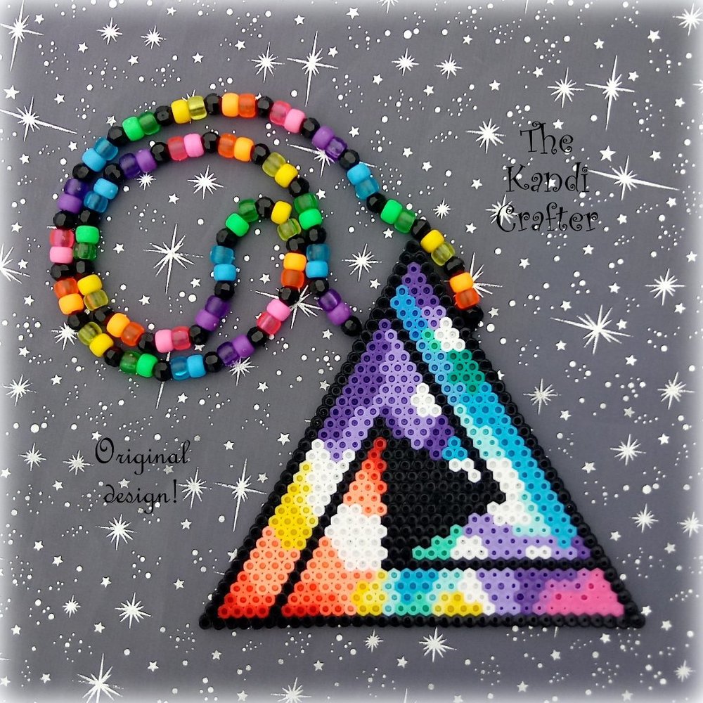 Tritonal Colorful Perler Bead Rave Kandi Necklace